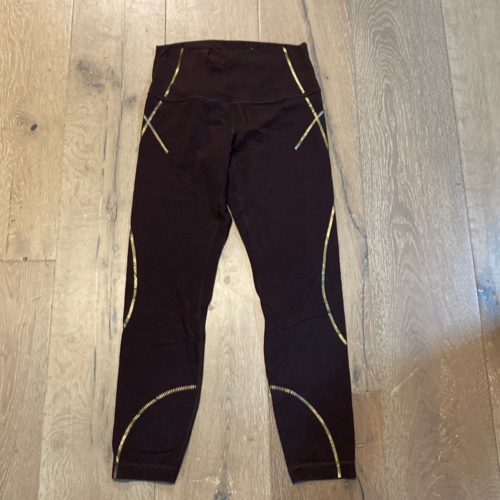 Brown and gold lululemon leggings size 8